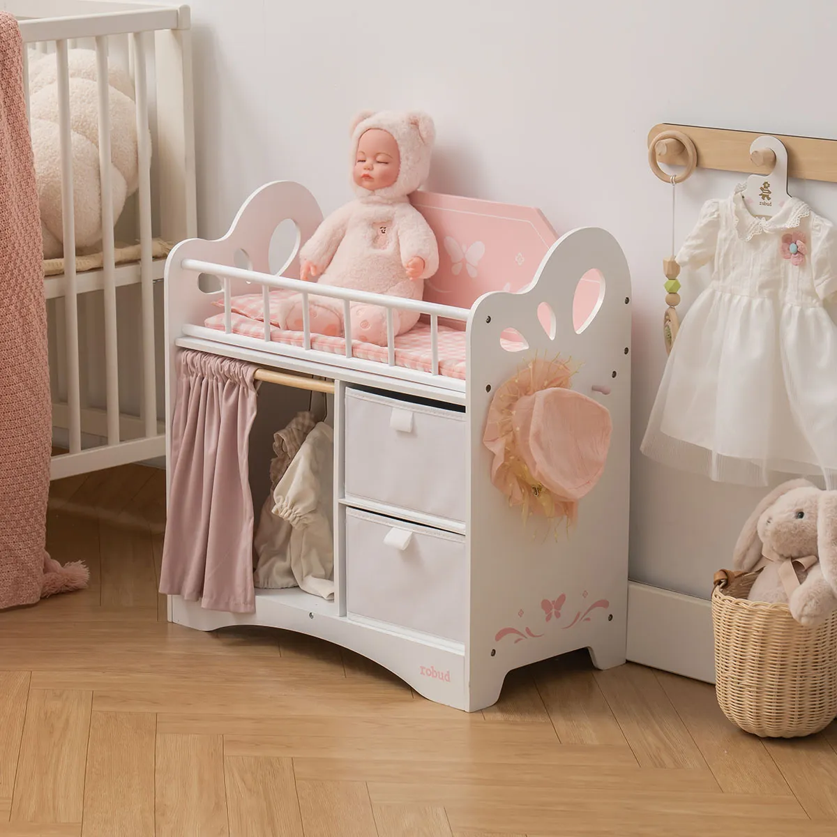 Doll's Armoire with Storage and Bedding